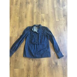 Boden Shirt Women's Size 2 long sleeve  button-down  denim 100% cotton